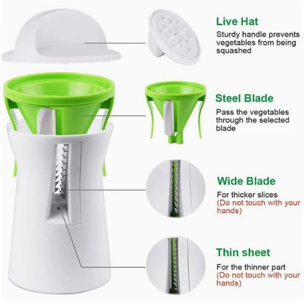 3in1 Handheld Vegetable Spiralizer Slicer Veggie Carrot Spiral Slicer Cutter Zucchini Pasta Noodle Spaghetti Maker Kitchen Tool